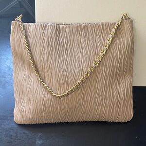 Dior Tan Shoulder Bag with Gold Chain
